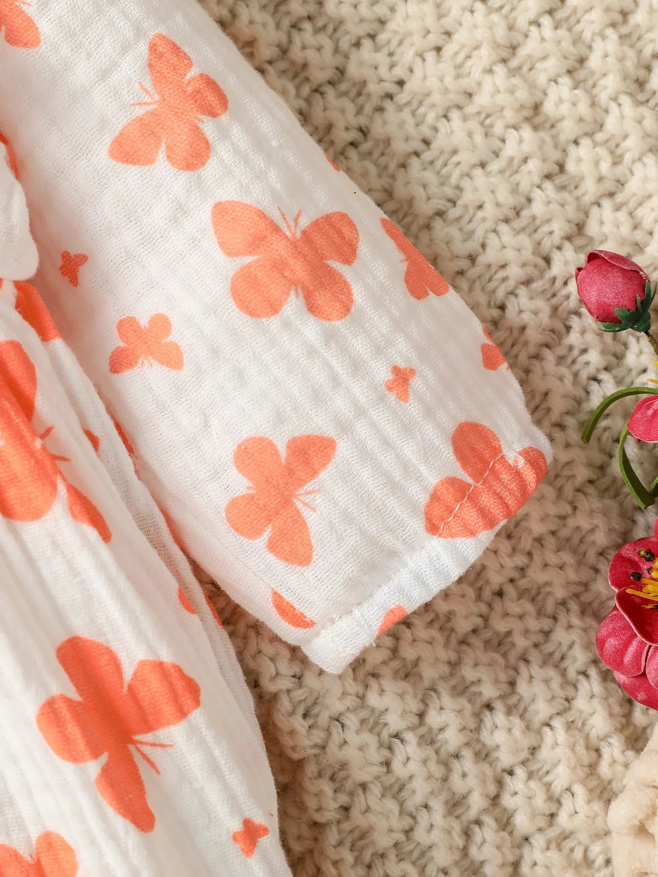 Baby Girl's All Seasons Long Sleeve Print Floral With Bow Daily Jumpsuit For Newborn-6M Clothes +Headband