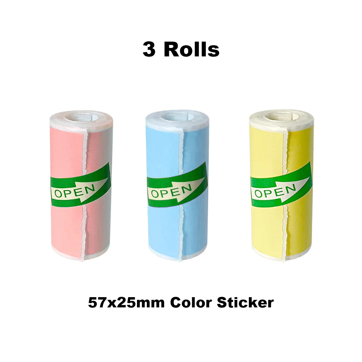 16Rolls Thermal Printer Papers 57x25mm Self-adhesive Thermal Papers HD Color Label Printers for Inkless Mini Portable Printer