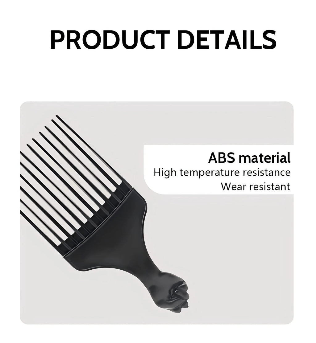 1PCS Black Insert Afro Hair Comb Plastic Wide Teeth Pick Hair Fork Comb Salon Professional African Styling Hairdressing Tool Men