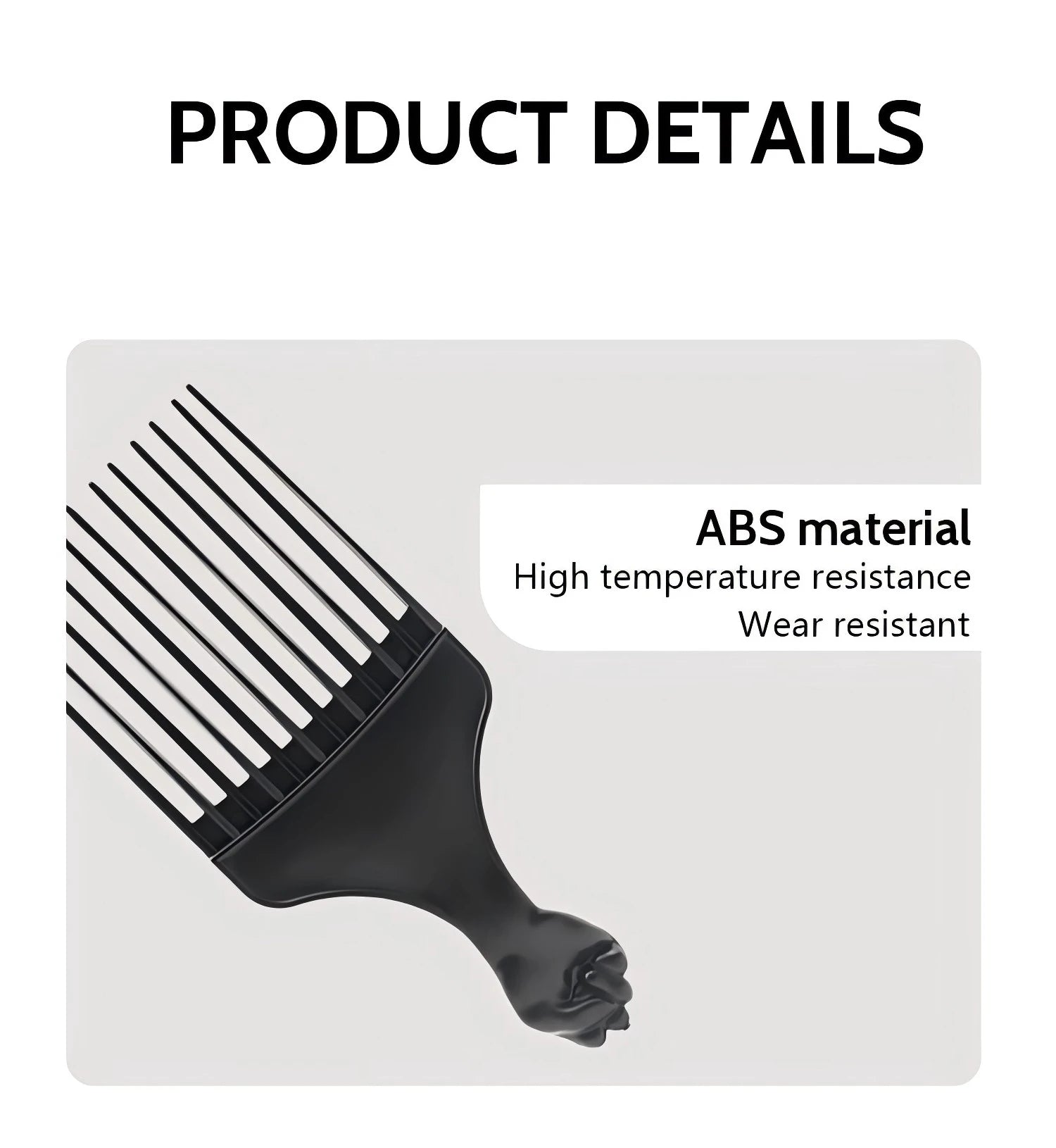 1PCS Black Insert Afro Hair Comb Plastic Wide Teeth Pick Hair Fork Comb Salon Professional African Styling Hairdressing Tool Men