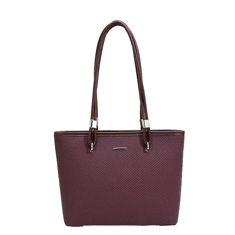 Pu Women's Shoulder Bag Stylish And Simple Solid Color Handbag Adjustable Shoulder Strap Waterproof Large Capacity Bucket Bag