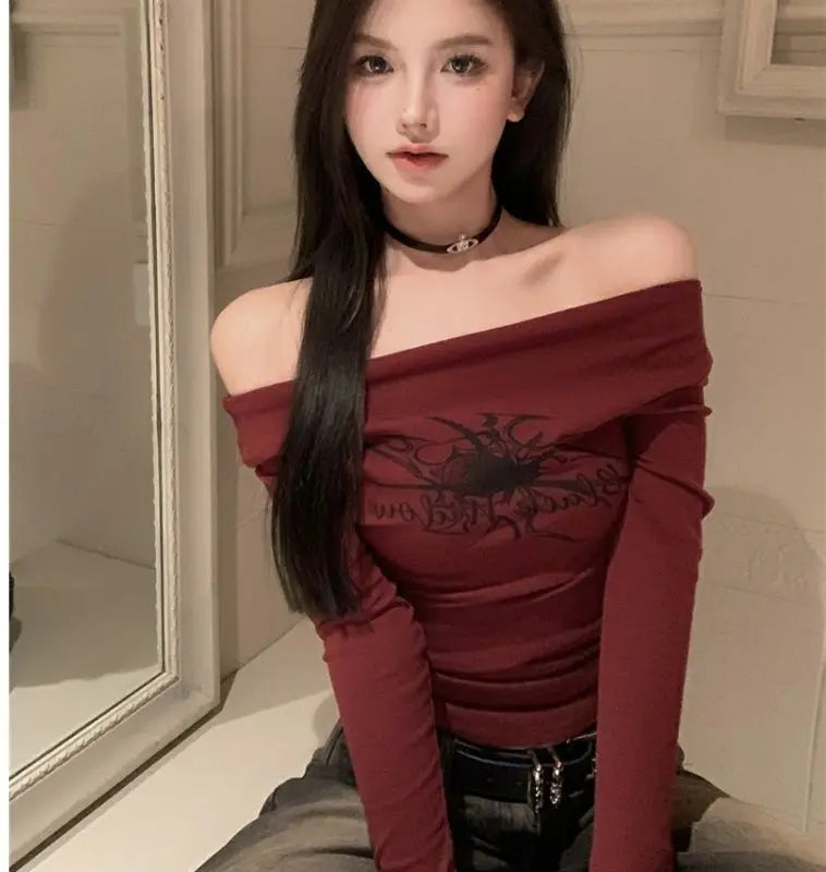 Y2k Sport Summer Off shoulder Top Women Letter Sexy Vintage 2000s Short sleeve T shirt Lady Body Basic Crop Top Female Casual