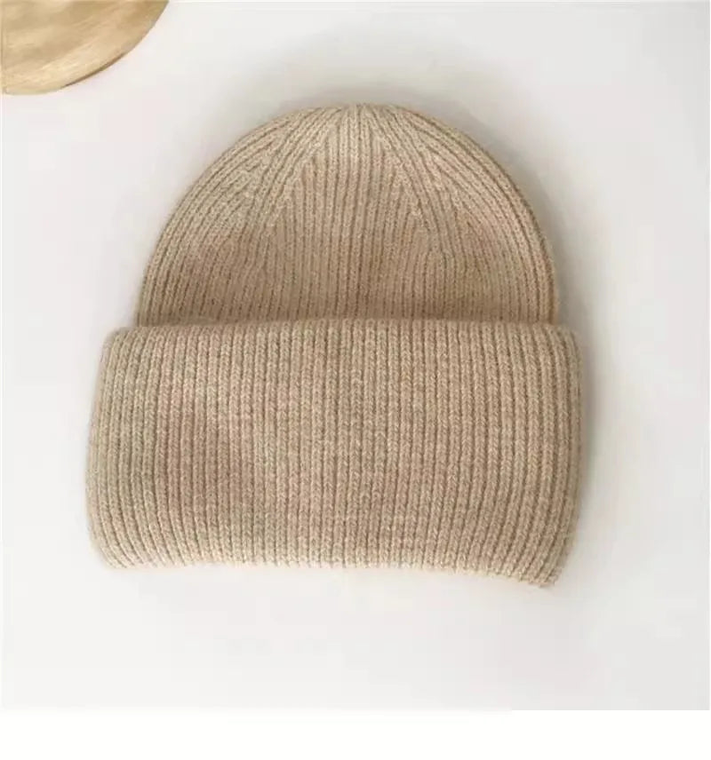 Women's Winter Hats Fashion Warm Bean Hats Solid Color Adult Hats Cute Knitted Hats Baotou Hats Autumn/Winter