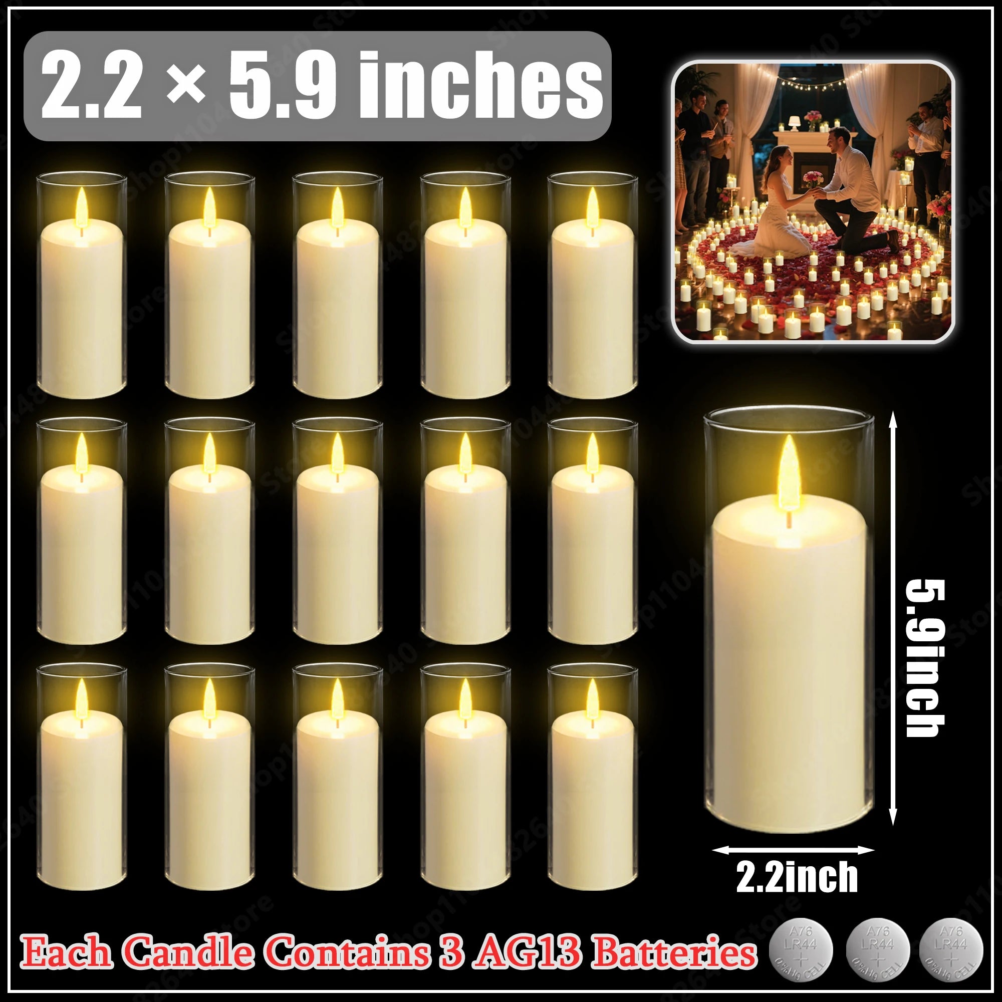 10-240Pcs LED Pillar Candles Wedding Flameless Candle with Battery Powered Flickering Candle Concert Birthday Party Table Decor