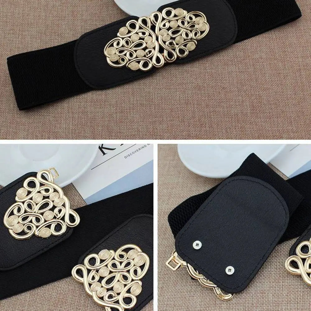 Female Fashion Wide Waistband 65cm Black Waist Elastic Stretch Belt for Women Cinch Waistband Dress Coat Clothing Accessories