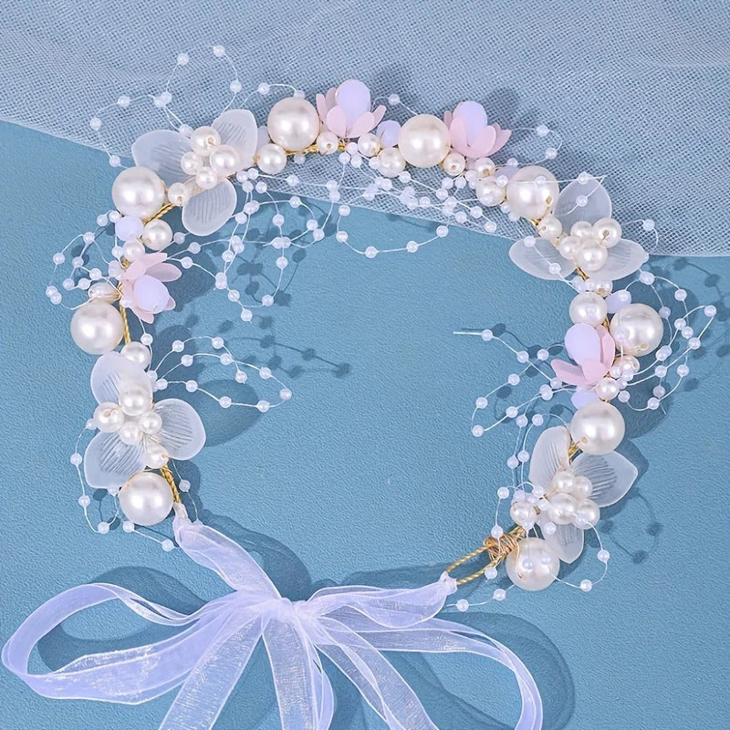 Bridal Flower Headband Crown Tiara For Women Bride Party Wedding Bridal Hair Accessories Jewelry Band Headband Tiara