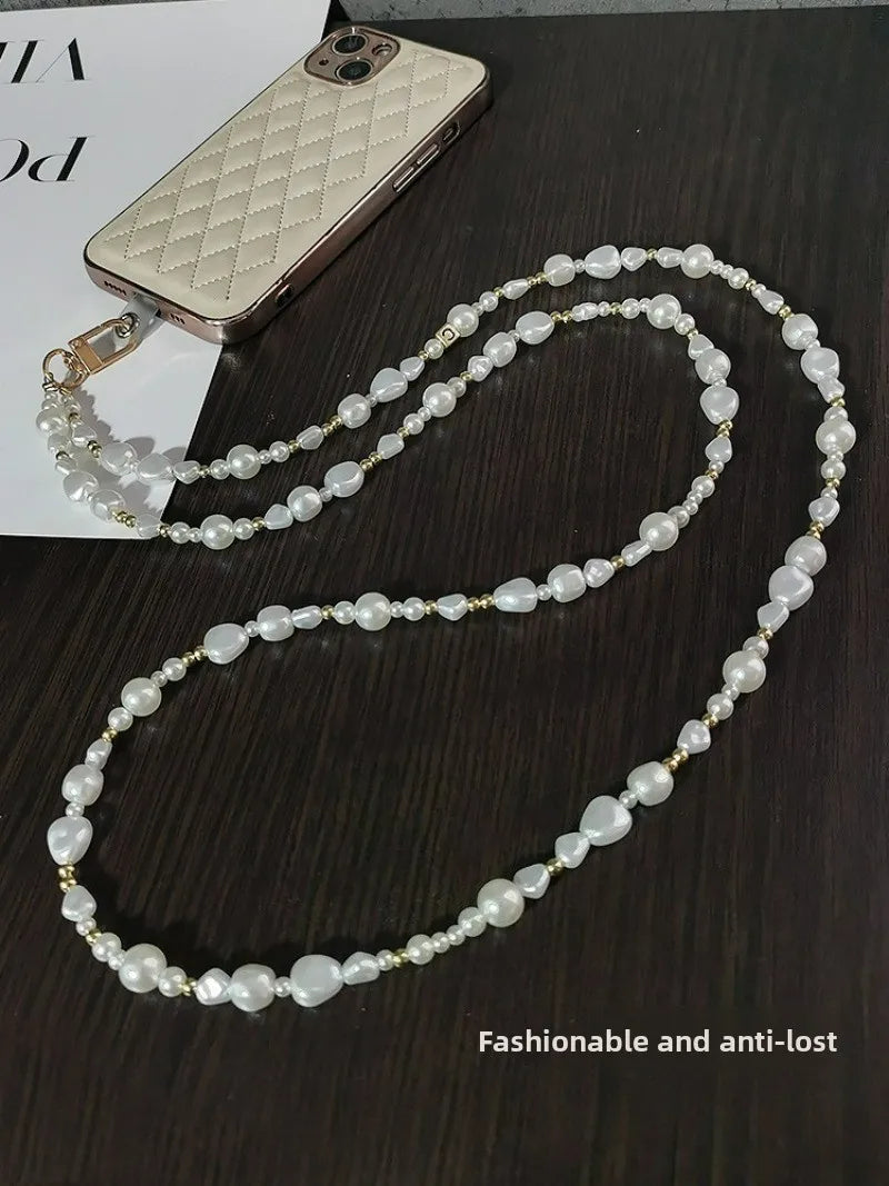 Pearl Crossbody Lanyard Women's Ins Outdoor Travel Mountain Climbing Fashion Back Chain Mobile Phone Lanyard Xiaoxiangfeng