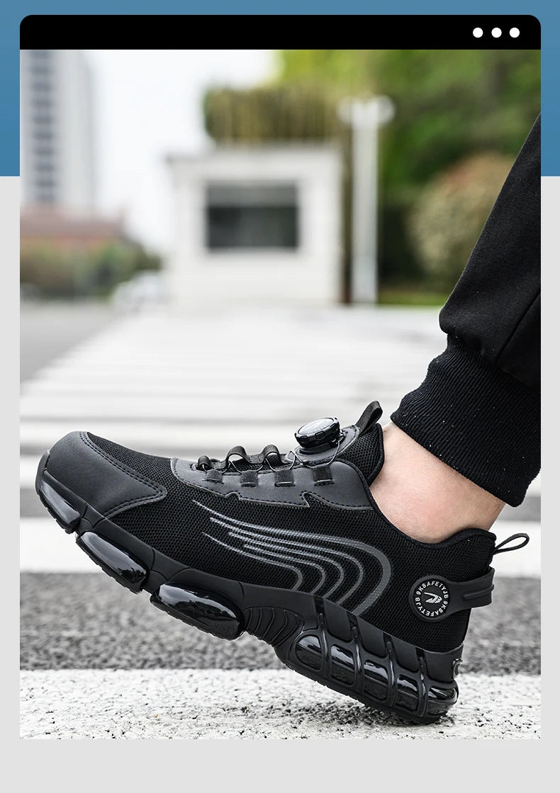 Unisex Rotating Button Safety Shoes Men For Work Sneakers Shoes Puncture-Proof Protective Women Shoes Steel Toe Work Boots
