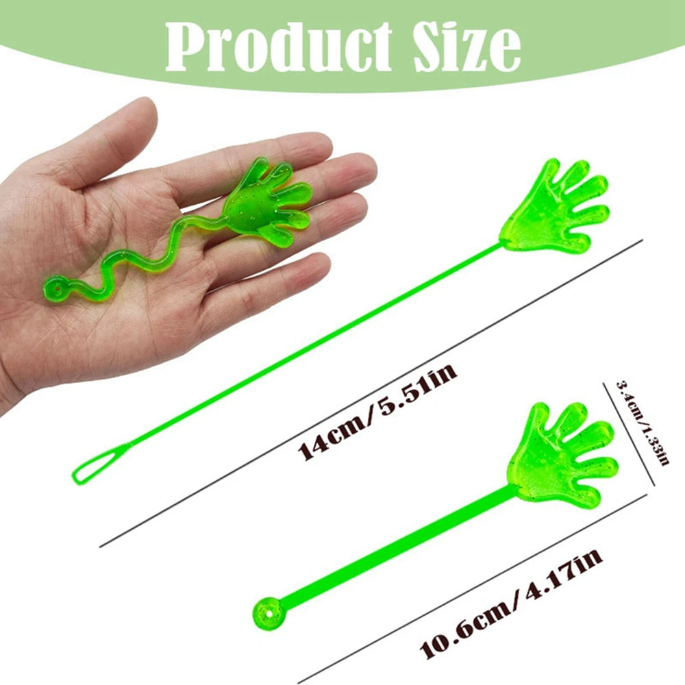 12PCS for Kids Adult Glitter Sticky Hands Mini Stretchy Stress Relief Sensory Toys Party Favors Supplies Goodie Bag Stuffers