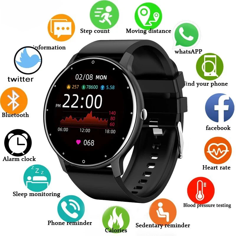 LIGE Smart Watch Women Men Full Touch Screen Bluetooth Call Smartwatch Waterproof Sports Fitness Tracker Watches for Android iOS