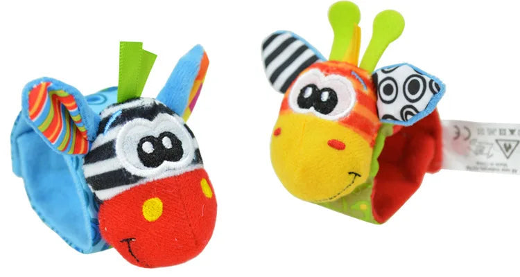 Baby Wrist Rattles Socks Newborn Animal Socks Infants Foot Finder Wrist Strap Baby Socks Sensory Toys Baby Toys 0-12 Months Gift