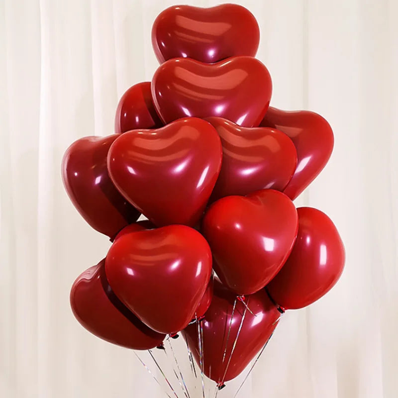 Wedding balloons, wholesale of wedding balloons, double-layer pomegranate red heart shaped balloons, love balloons, wedding room