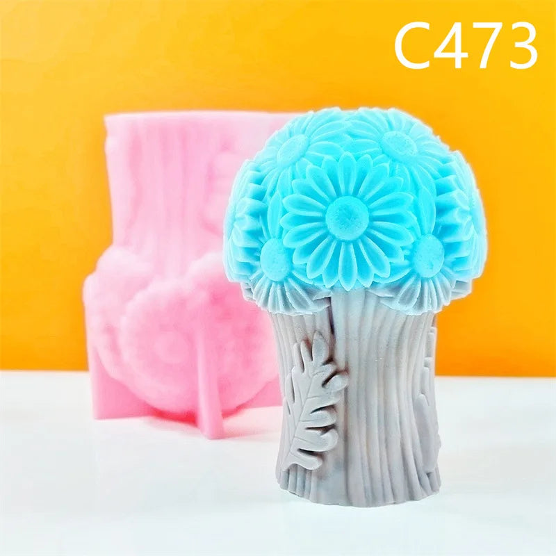 DIY Bowknot Rose Flower Candle Mold Cylinder Rose Floral Pillar Silicone Mold Wedding Decor Valentine's Day Gift Christmas decor