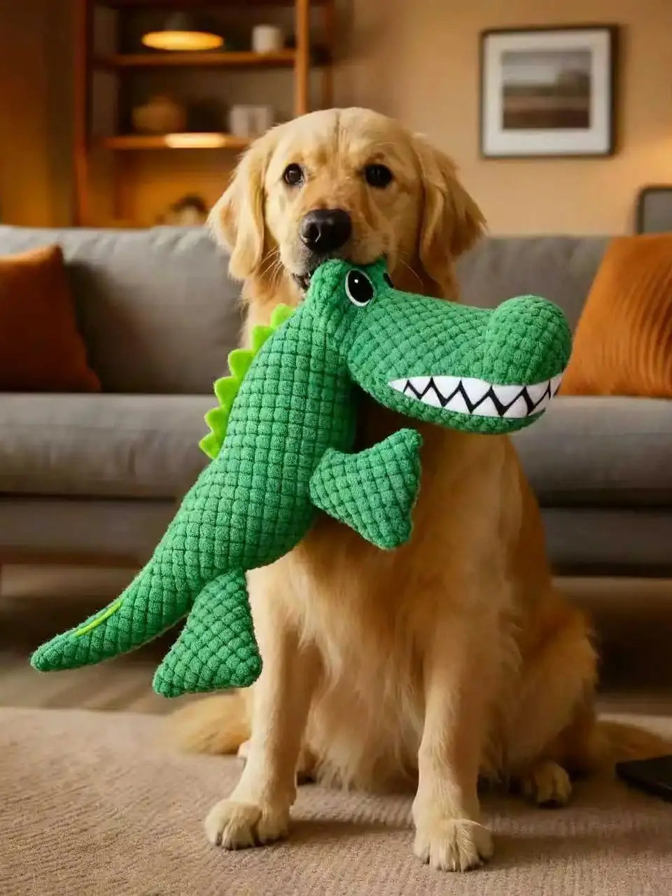 Pet Chew-Resistant Plush Interactive Toy with Sound, Dinosaur Shape, Crocodile, Suitable for Large, Medium, and Small Pets Like Cats and Dogs, Double-Layer Fabric, Built-In Airbag