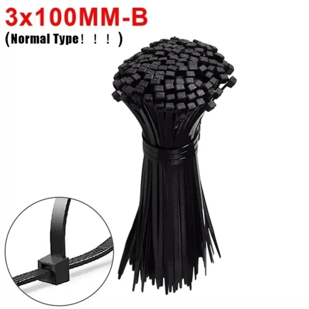 100PCS Screw Hole Nylon Cable Ties Multipurpose Duty Adjustable Self-locking Cord Ties Organizer Straps Fastening Loop