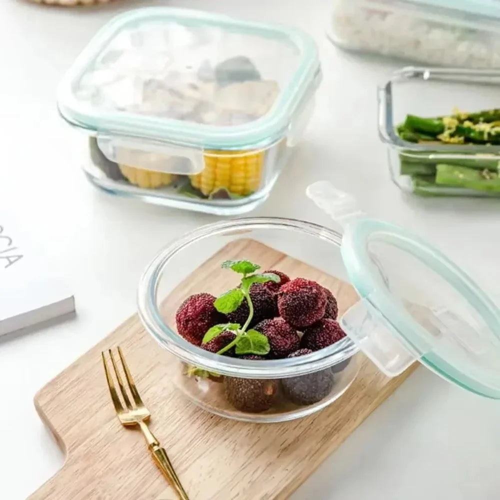 Glass Lunch Box Food Storage Containers, Meal Prep , Airtight Bento Boxes, for Microwave, Oven, Freezer and Dishwasher, BPA Free