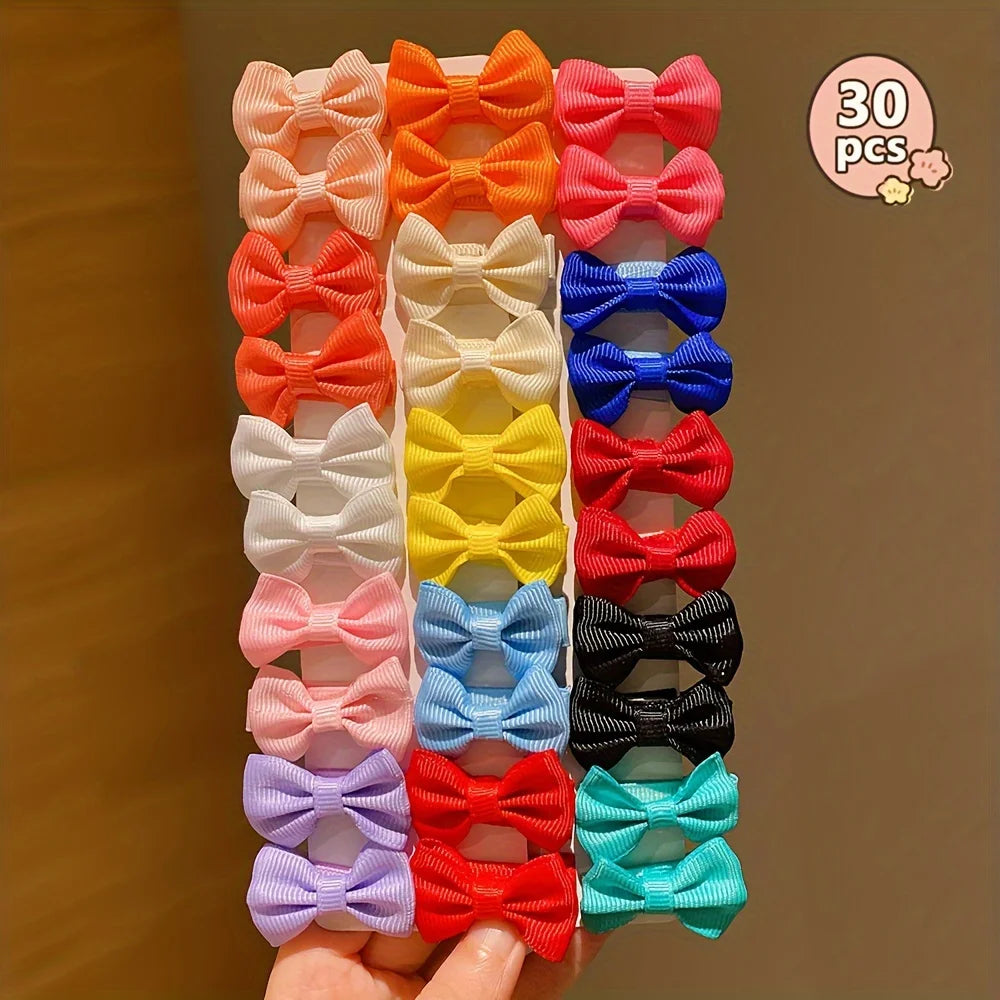 30/90Pcs Cute Dopamine Color Fabric Hairpins for Little Girls Cute Bow Hair Accessories