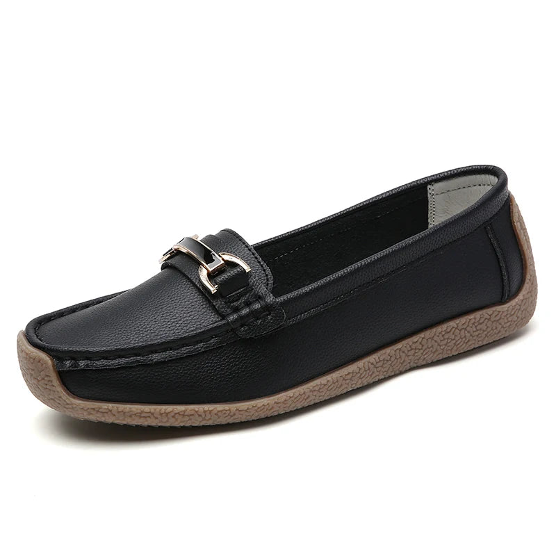 New Summer Sandals For Women100% Genuine Leather Single Shoes, Large-Sized Fashionable Casual Women'S Shoes, Loafers Flat Shoes