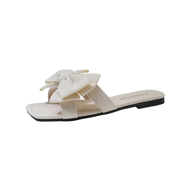 Ele Women's Flat Bot Slippers  Knot Fairy Sle Summer Sandals Faionable Versatile Outdoor Slip-On oes