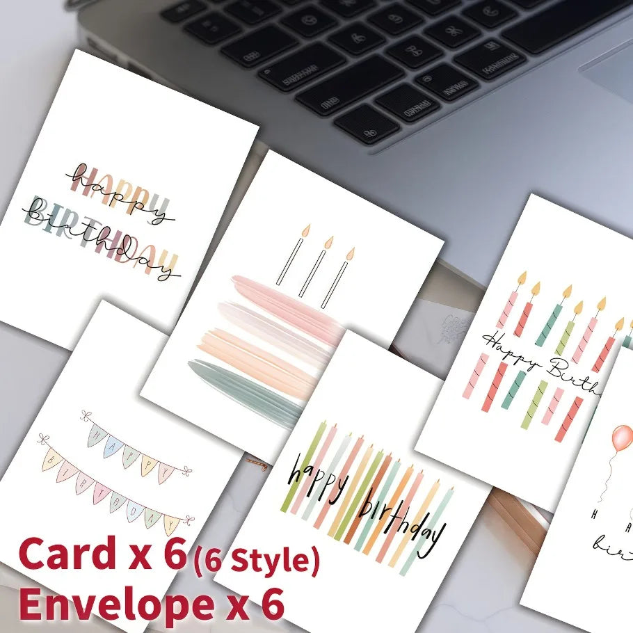 12/24pcs Birthday Card Set with Envelopes - Unique Birthday Gift Cards  - Elegant & Colorful Designs with Balloons,Confetti,Cake
