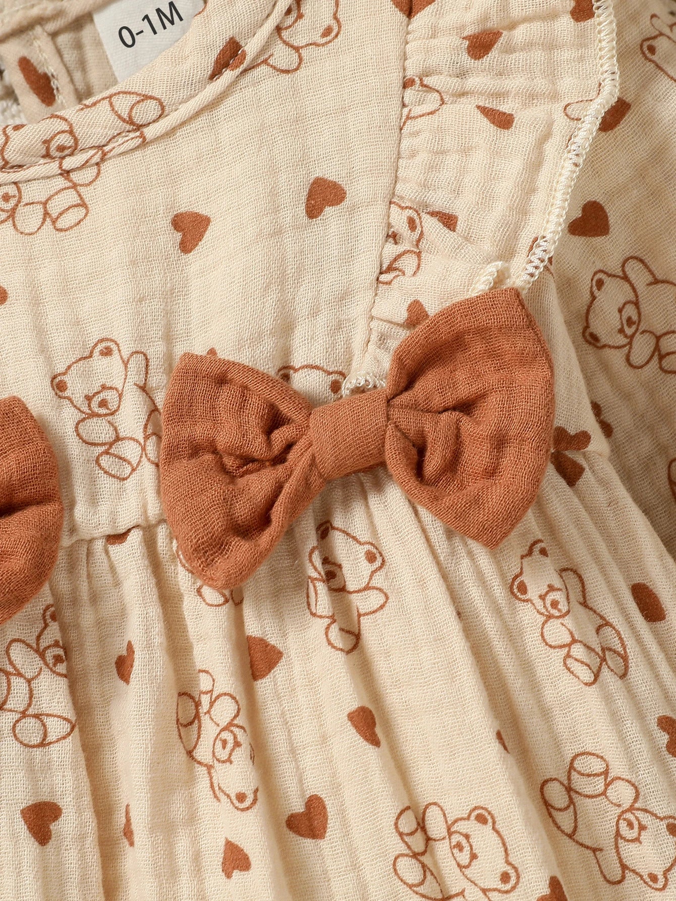 Baby Girl's All Seasons Long Sleeve Print Floral With Bow Daily Jumpsuit For Newborn-6M Clothes +Headband