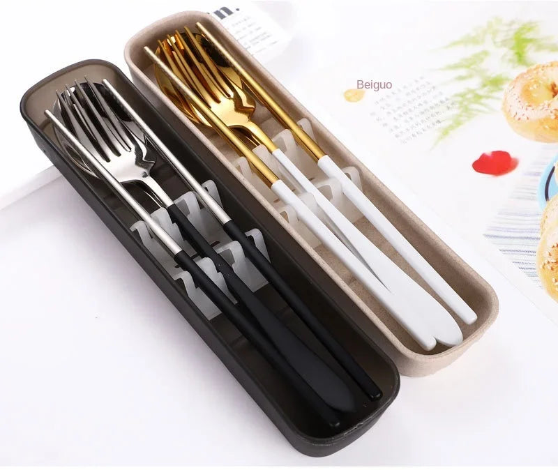 304 Spoon Set for Creative Portable Outdoor Tableware for Adult Students, Stainless Steel Cutlery Set