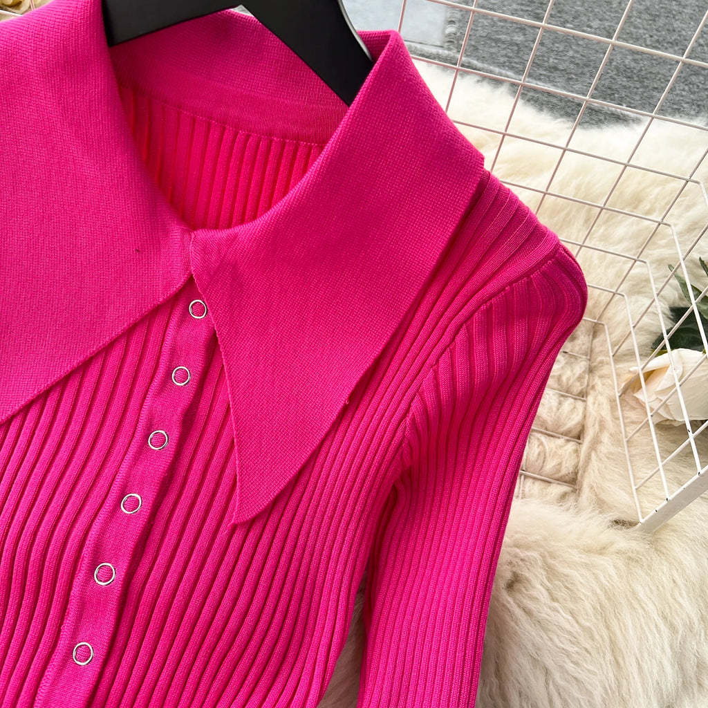 YuooMuoo Women Dress 2025 Autumn Winter Elegant Fur Long Sleeve Knitted Sweater Dress Chic Lady Wrap Hips Bodycon Long Vestidos