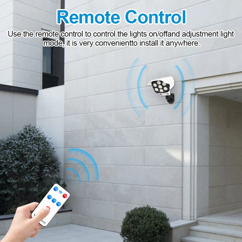 Solar Simulation Camera Lighting Motion Sensor Remote Control Fake Camera Waterproof Safety Light Outdoor Backyard Wall Lamp