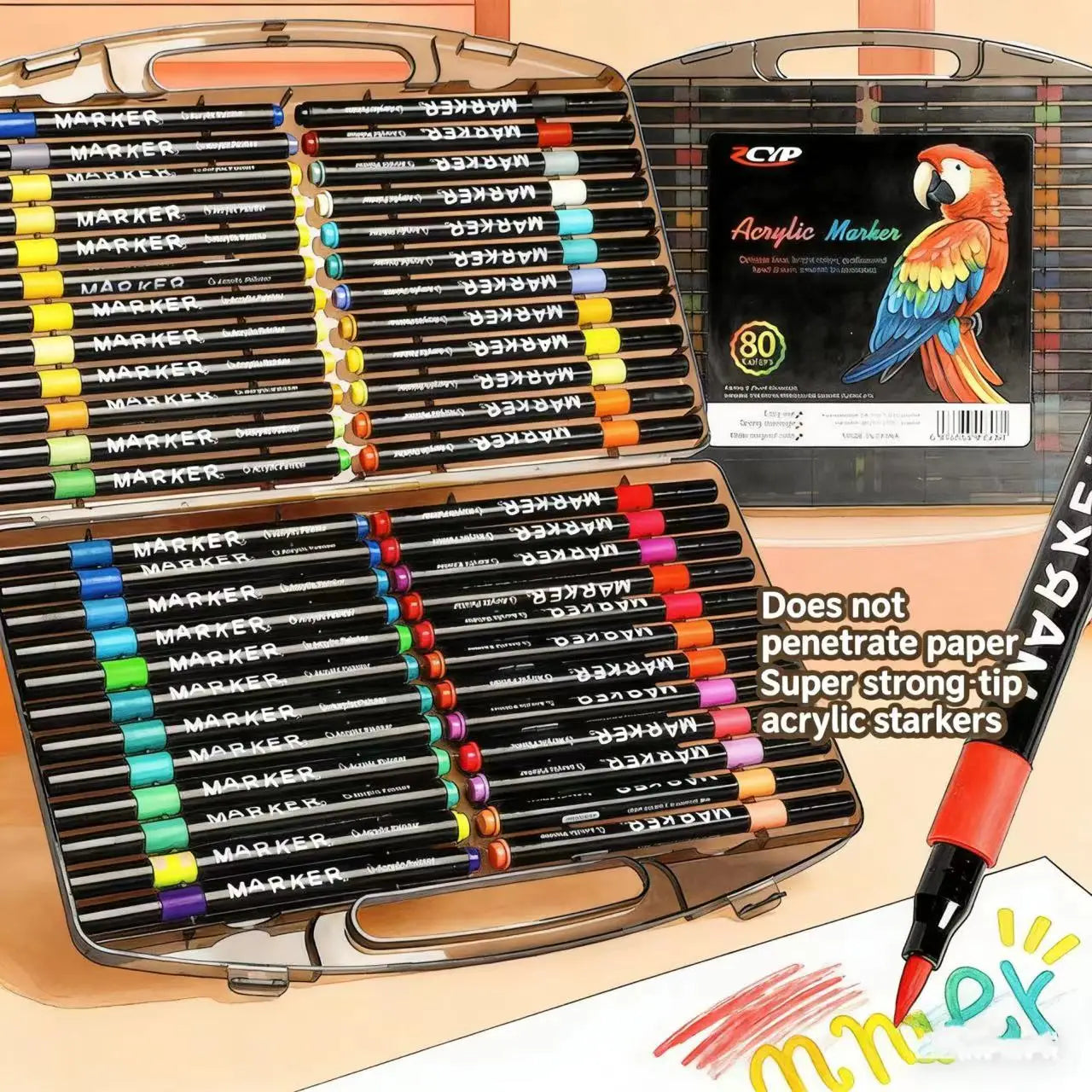 Acrylic Paint Markers with12/48/60/80Colors, Suitable for Rock, Glass, ArCeramics, Perfect for Crafts And SchoolSupplies