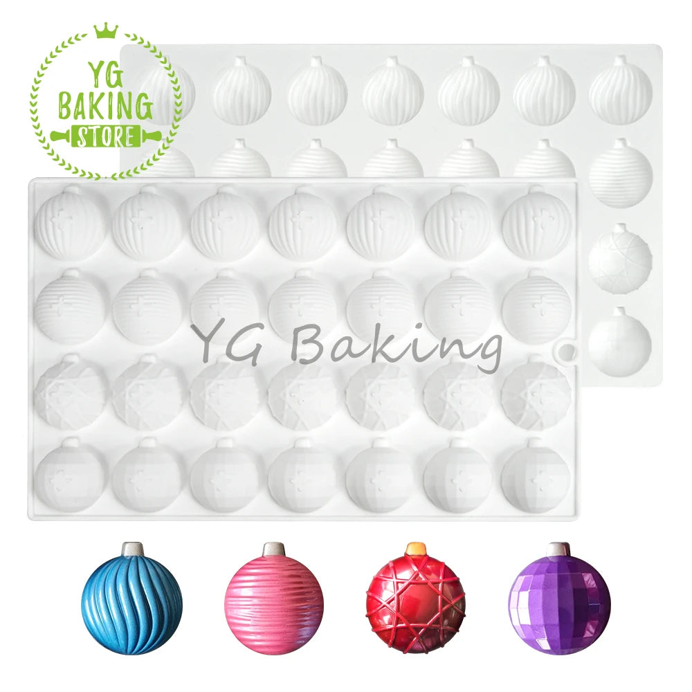 Dorica 28 Hole Small Christmas Ball Silicone Mousse Mold 3D Pudding Dessert Chocolate Mould DIY Cake Decorating Tools Bakeware