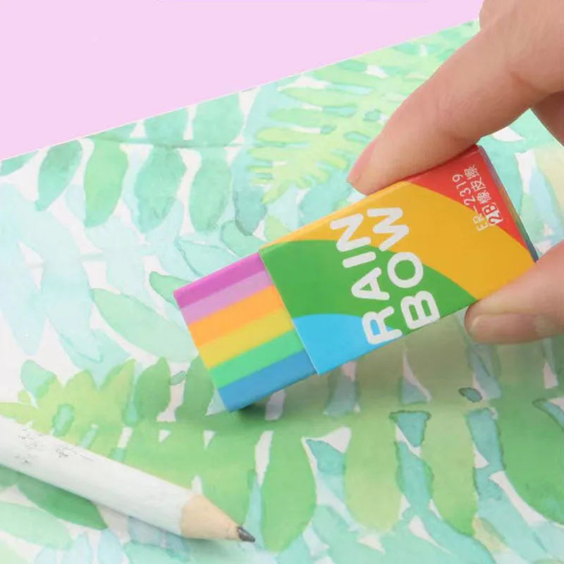 1 Piece Lytwtw's Cute Kawaii Creative Rainbow Eraser Rubber Stationery School Supplies Novelty Lovely Eraser