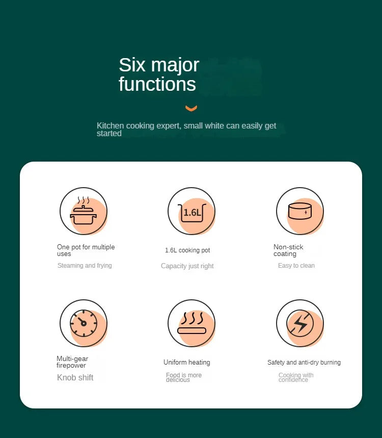 Electric Hot Pot Cooker Baby Porridge Multicooker Stew Heating Eggs Soup Pan Noodles Steamer Rice Cookers Cooking Pot EU Plug