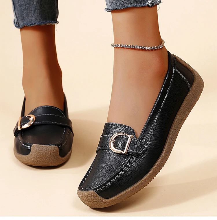 Woman Shoes 2025 New Low Heels Casual White Shoes Women's Loafers Slip On Elegant Flat Heel Zapatos De Mujer Soft Leather Flats