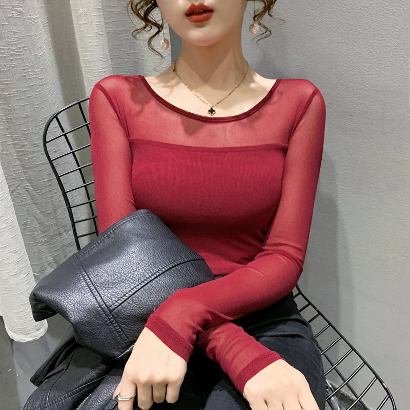Summer New round Ne ort Sve Me Base irt Sexy Dance Inner Wear Slimming  Color Top Thin T-irt Casual Sle