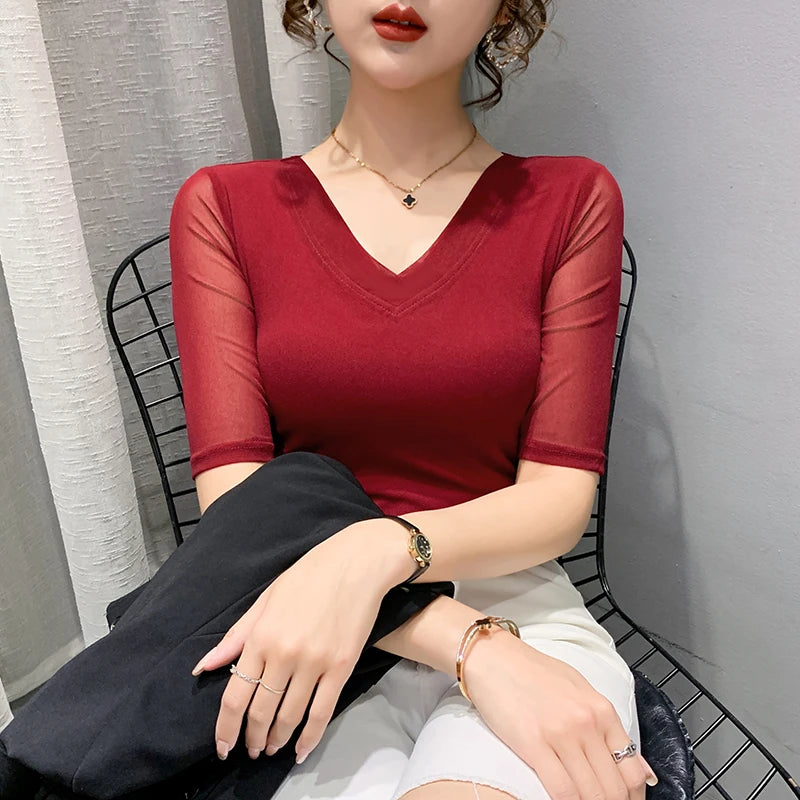 Women's Slim Fit V-Ne T-irt Me Inner Wear Top Spring Autumn Season Faionable Base irt Breathable Wear Resistant