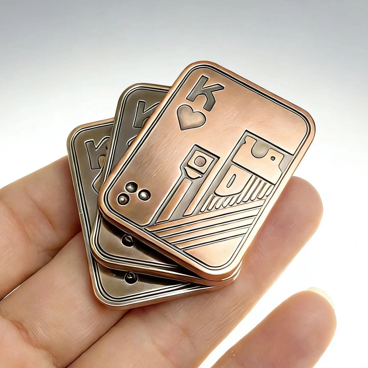 Stress Relief Push Card Metal Fingertip EDC Poker A K King Gyro Toy for Office Adults Anti Anxiety Fidget Papa Coin