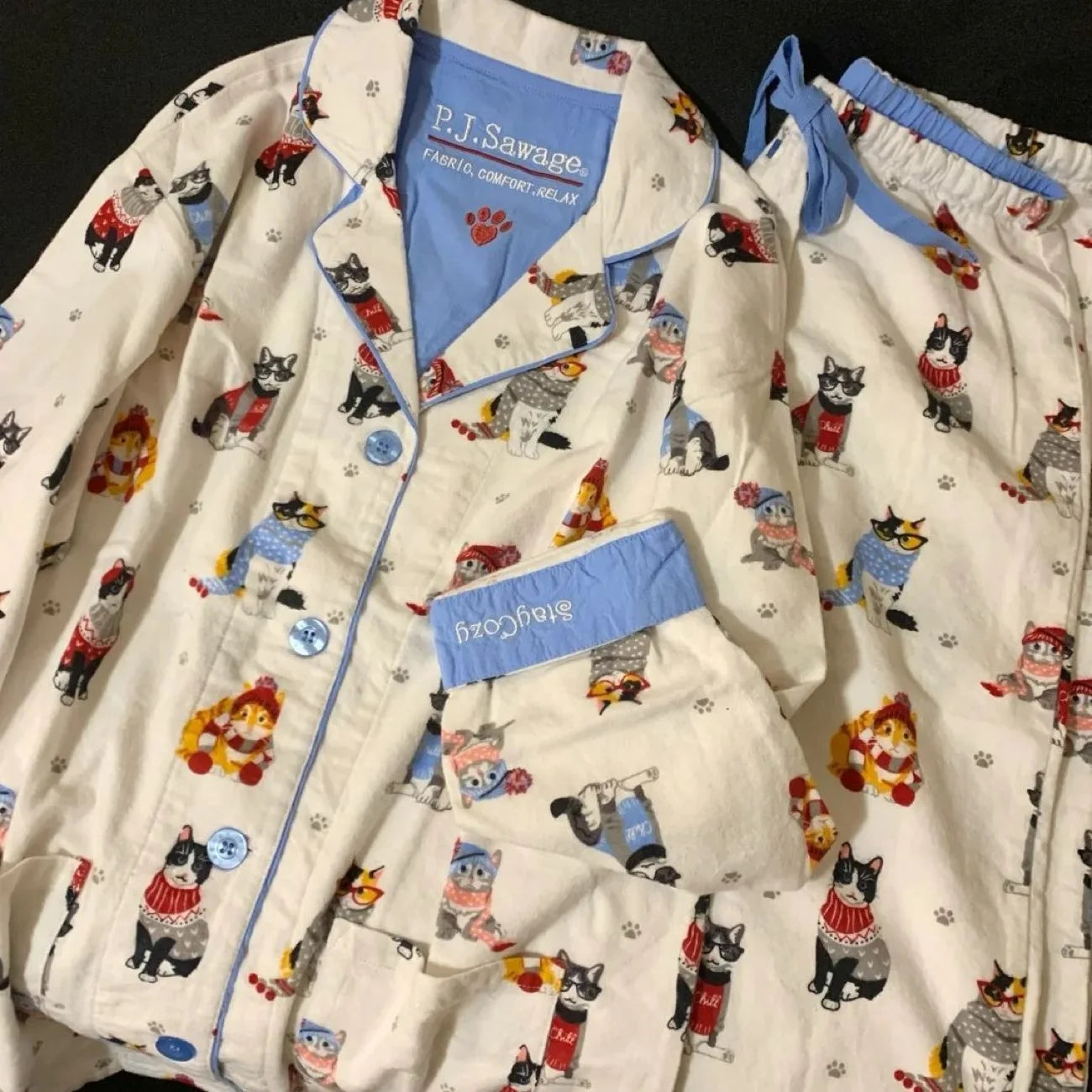 Autumn Winter Women PJS Cotton Ground Wool Sleepwear Warm Thick Cartoon Long Sleeve Pants Pajamas Ladies Homewear Month Clothes