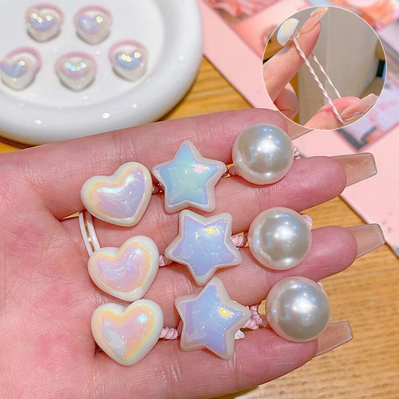 10PCS/Set Shiny Butterfly Baby Girl Hair Ropes Cute Heart Star Elastic Rubber Bands Ponytail Headflower Princess Kids Headwear