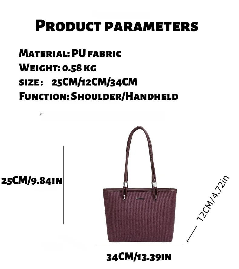 Pu Women's Shoulder Bag Stylish And Simple Solid Color Handbag Adjustable Shoulder Strap Waterproof Large Capacity Bucket Bag