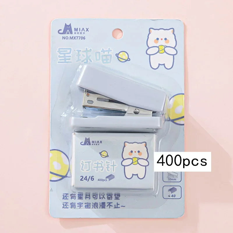 Mini Stapler Set with Staples Cute Rabbit Bear Paper Binder Stationery Office Binding Tools School Supplies