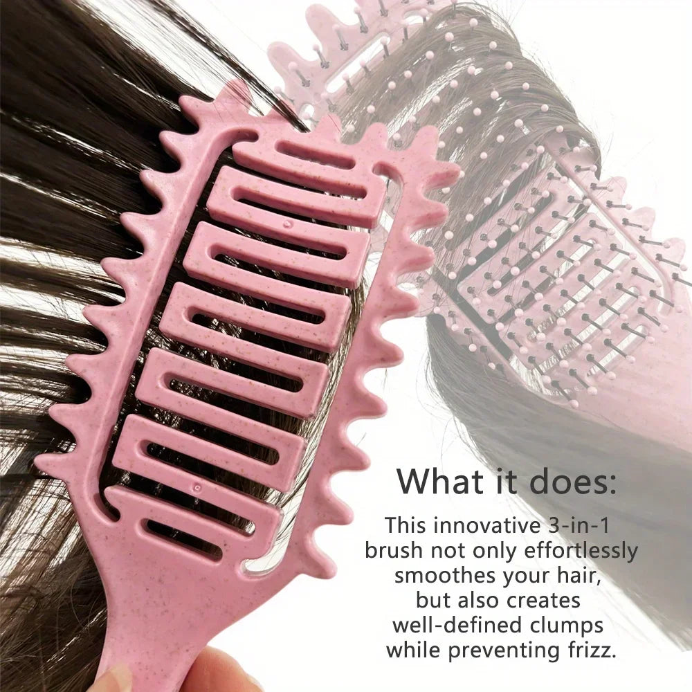Curl Define Styling Brush Hollow Boar Bristle Detangling Hair Brush Tangled Hair Comb Shaping Defining Curls Styling Tools