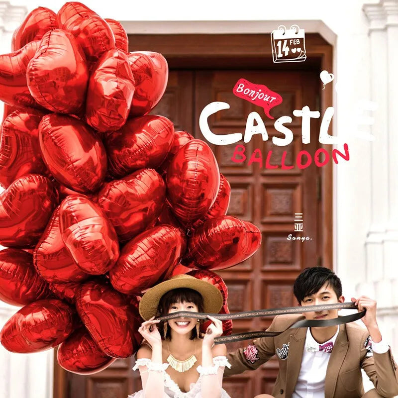 10 Pcs 18inch Girl's birthday heart-shaped balloon set Valentine's Day confession wedding scene decoration red foi ballons