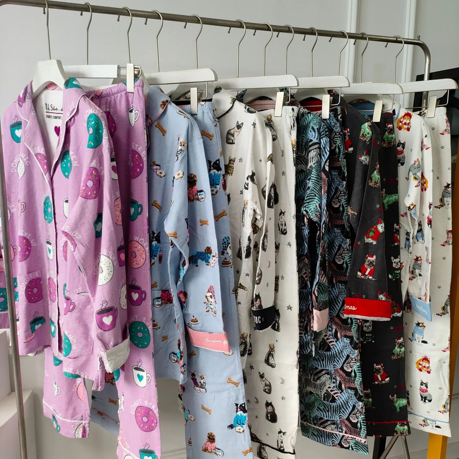 Autumn Winter Women PJS Cotton Ground Wool Sleepwear Warm Thick Cartoon Long Sleeve Pants Pajamas Ladies Homewear Month Clothes