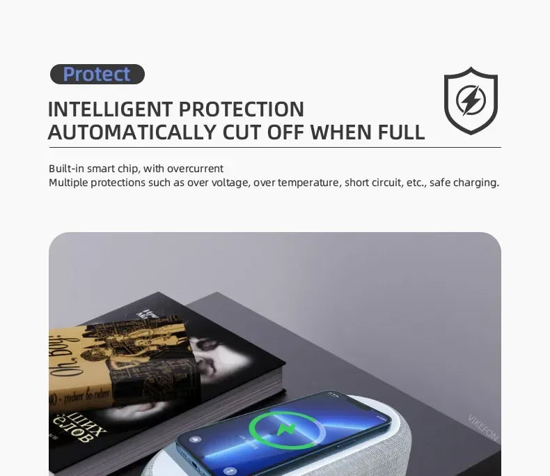 Alarm Clock Wireless Chargers Pad Phone Bedroom Lamp Night Light Desk Thermometer For iPhone 17 16 15 14 13 Fast Charging Dock