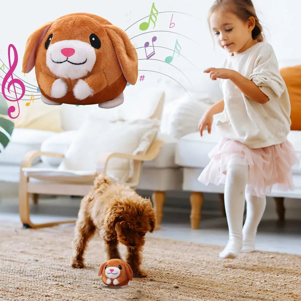 Electronic Pet Dog Toy Ball Pet Bouncing Jump Ball Music Vibration Bite Puppy Ball Interactive Dog Chewing Moving Plush Doll Toy