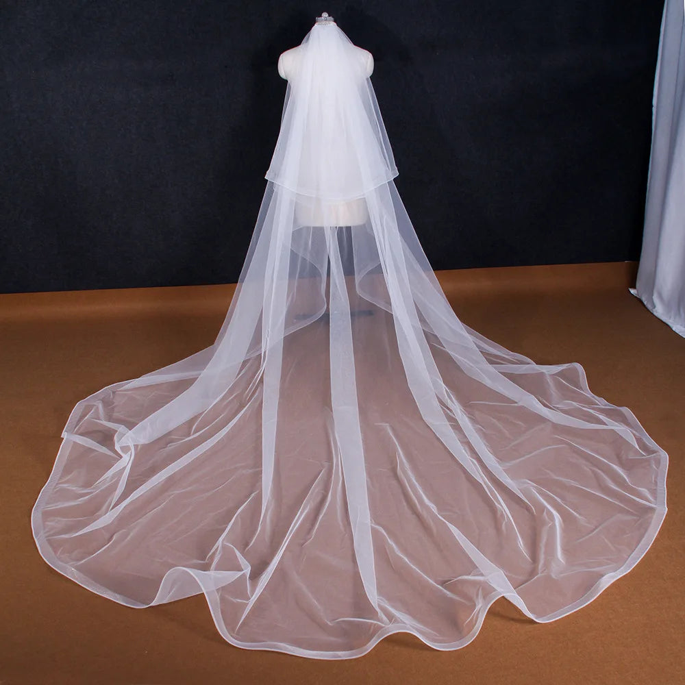 Cathedral Wedding Veils Two Tier with Comb Bride Veil Women Headpiece Bridal Hair Accessory