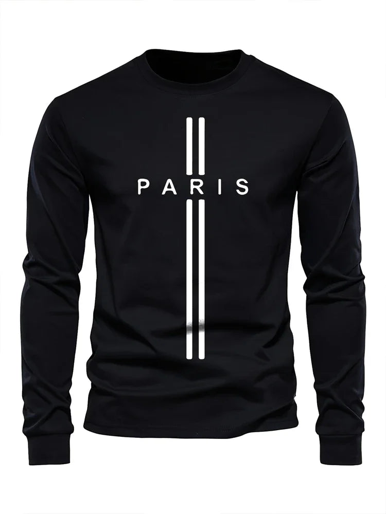2025 New Spring Men Round Neck Casual Street Style Clothing Loose Fashion Sweatshirt Letter Pattern Creative Long Sleeve T-Shirt