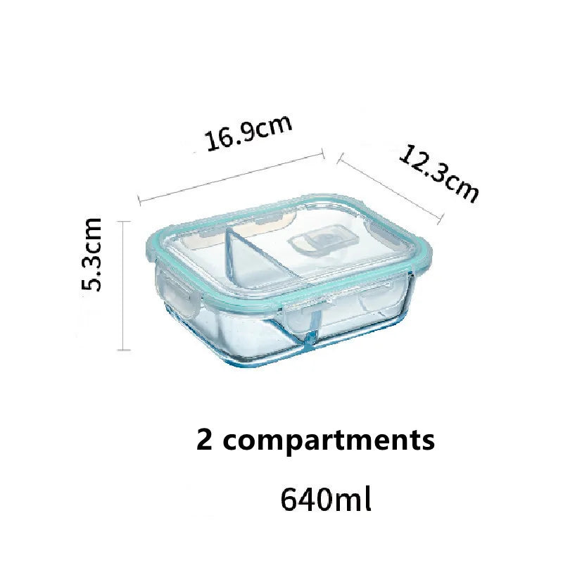 High Borosilicate Glass Lunch Box Microwave Heating Sealed Bento Boxes Refrigerator Freezer Box Fresh-keeping Soup Bowls
