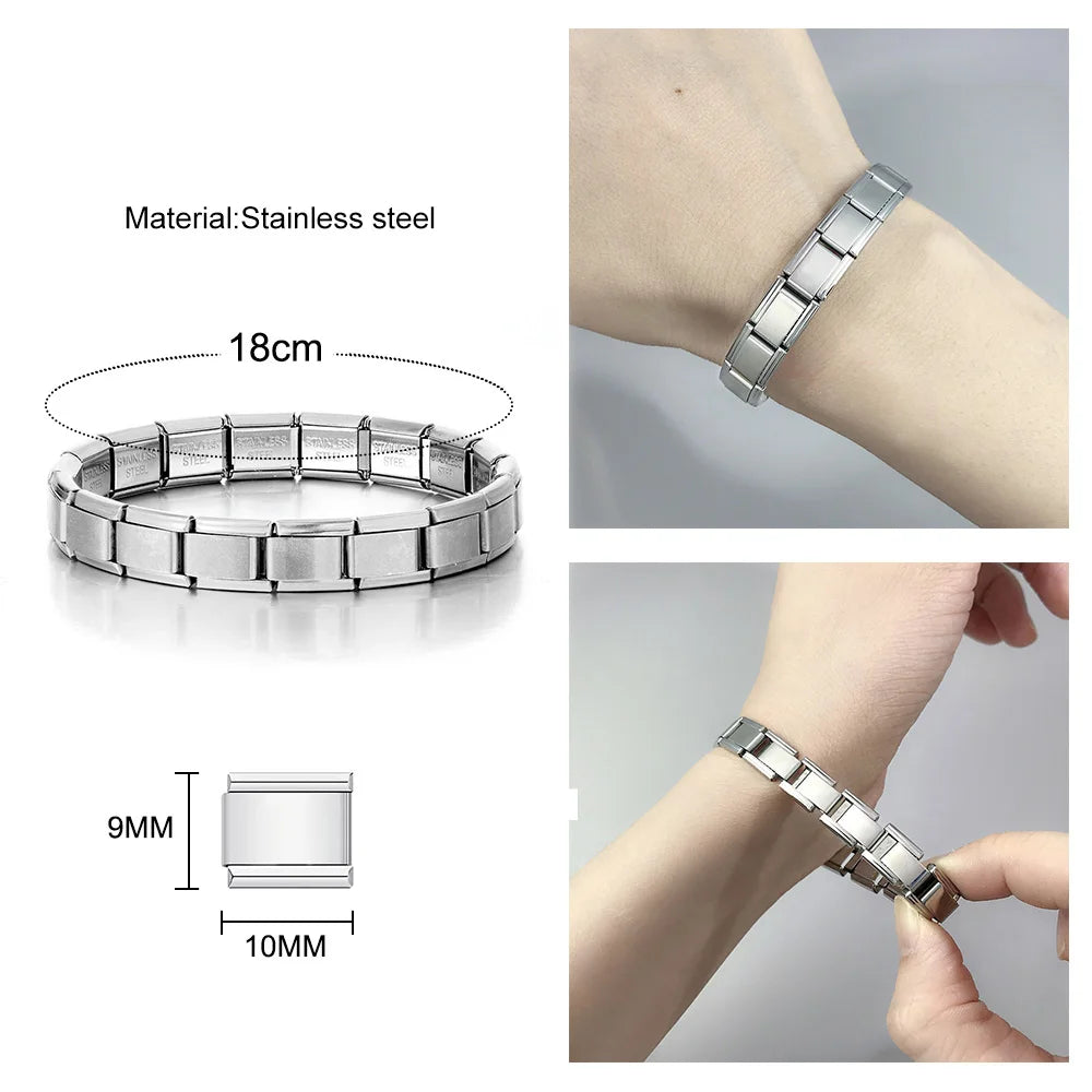 New Personalized English Words 100% DAD NANA LOVE SEXY Italian Charm Link Fit 9mm Stainless Steel Making DIY Bracelet Jewelry