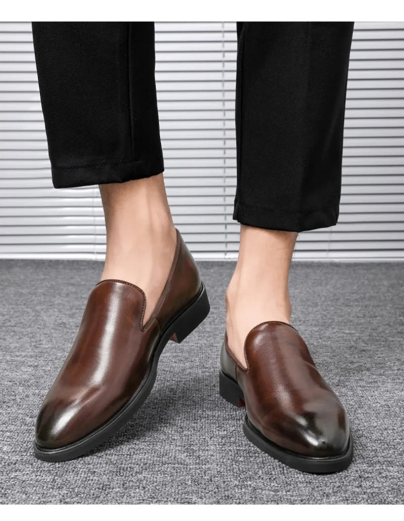 Men Shoes Classics Red Sole Leather Shoes Italian Brand Casual Shoe British Business Formal Dress Shoes Men's Loafers Big Size48